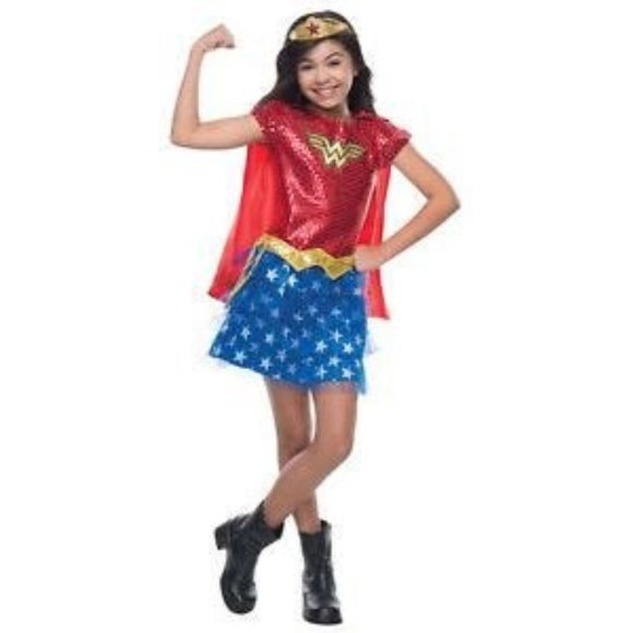 Rubies Other - Rubies Wonder Woman Costume Girls XS  Sequined Dress Tiara, Belt Cape Comics